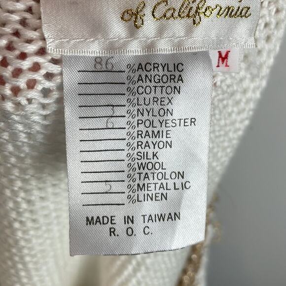 Vintage 80s cream gold metallic abstract print sleeveless sweater size medium - Picture 6 of 6